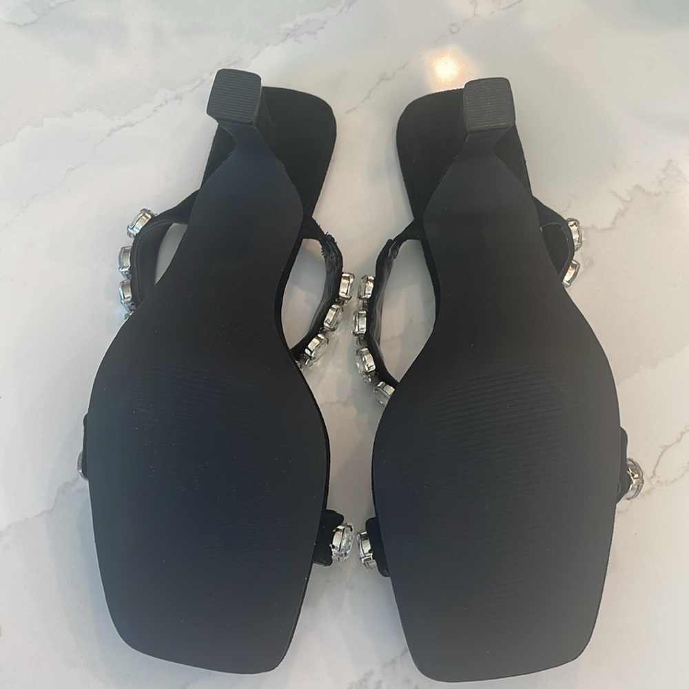 Steve Madden Black Rhinestone Sandals Size 7 - Picture 6 of 8